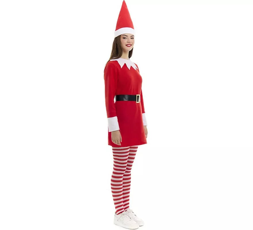 Translation missing: en.Disfraz de Elfa Polar roja en vestido con gorro para mujer