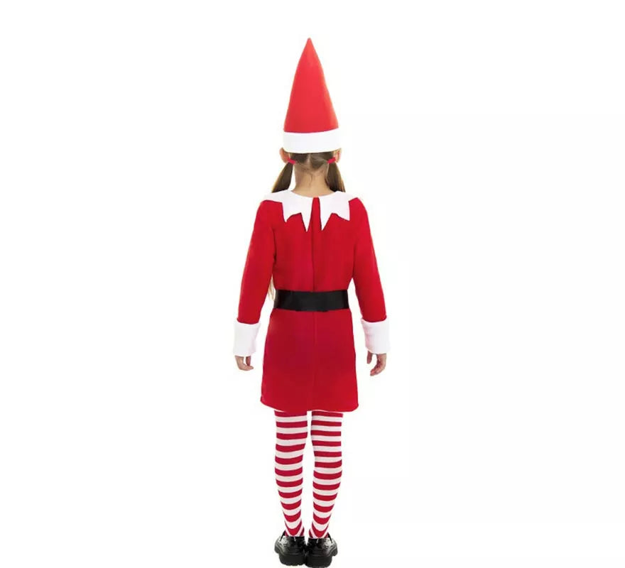 Translation missing: en.Disfraz de Elfa Polar roja en vestido con gorro para niña
