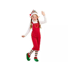 Red Elf costume with hat for children