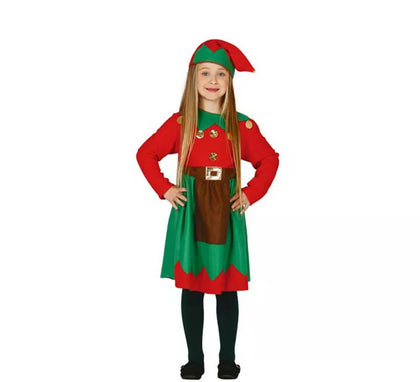 Disfraz de Elfa verde y rojo para niña