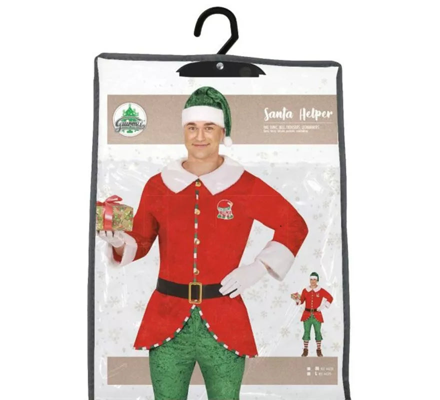 Translation missing: en.Disfraz de Elfo Ayudante de Santa con cinturón para hombre