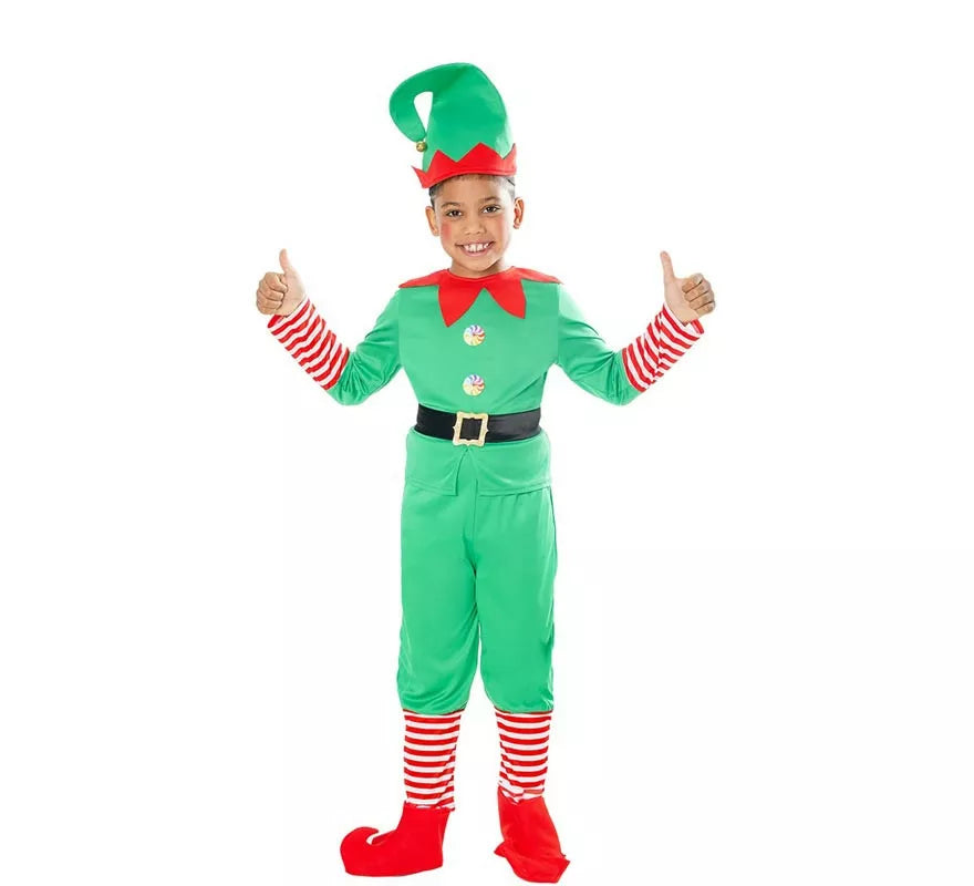 Translation missing: en.Disfraz de Elfo Ayudante de Santa con gorro para niño