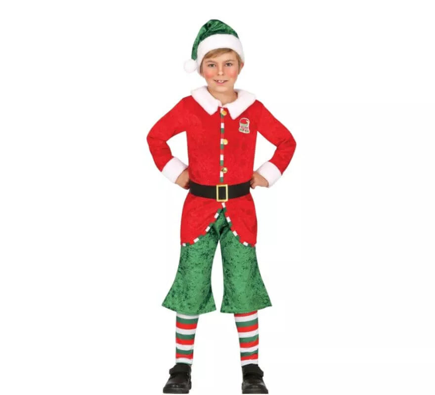 Translation missing: en.Disfraz de Elfo Ayudante de Santa con gorro para niño