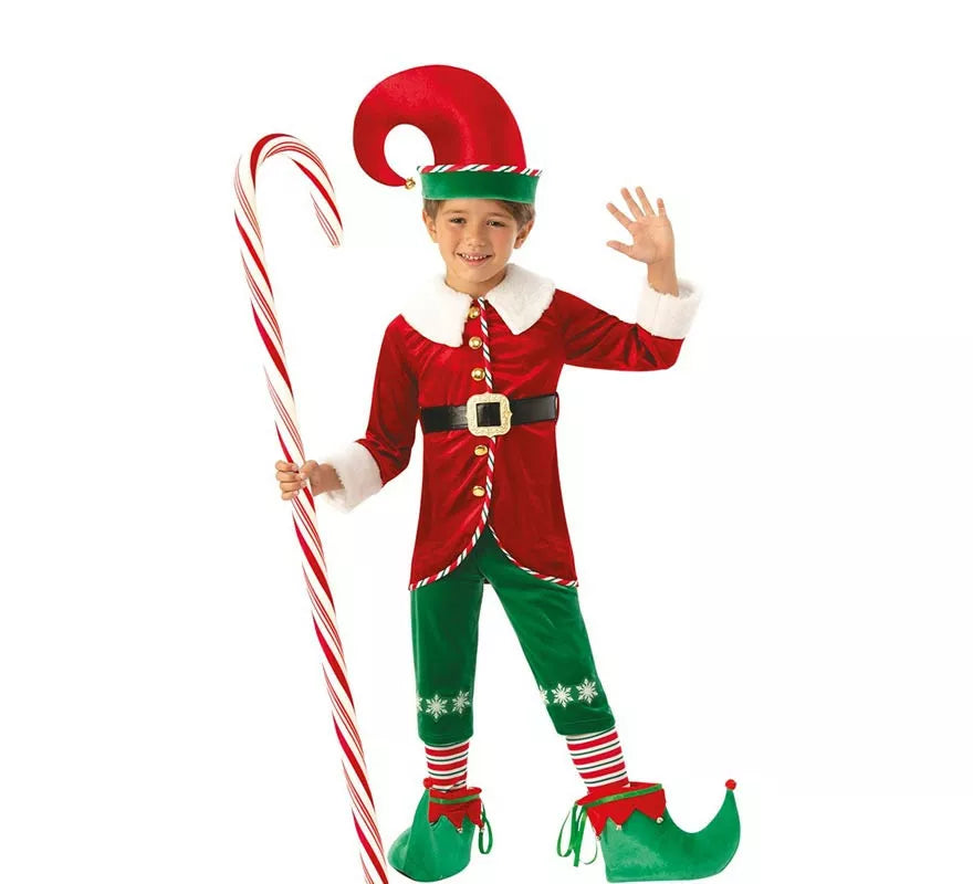 Translation missing: en.Disfraz de Elfo Ayudante de Santa deluxe con gorro para niño