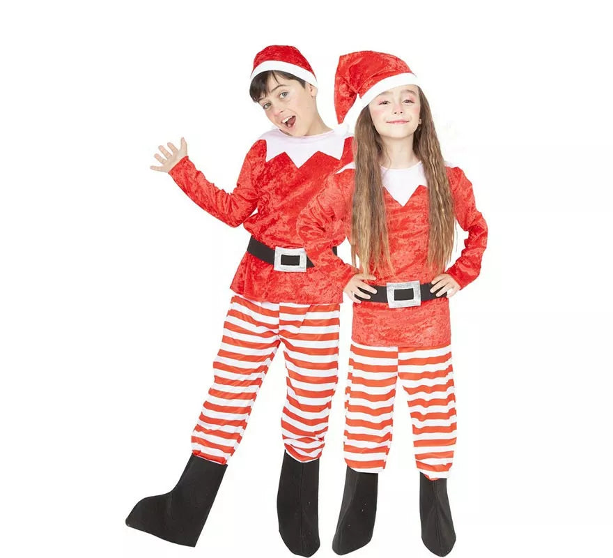 Translation missing: en.Disfraz de Elfo Ayudantes rojo y blanco con gorro para niños