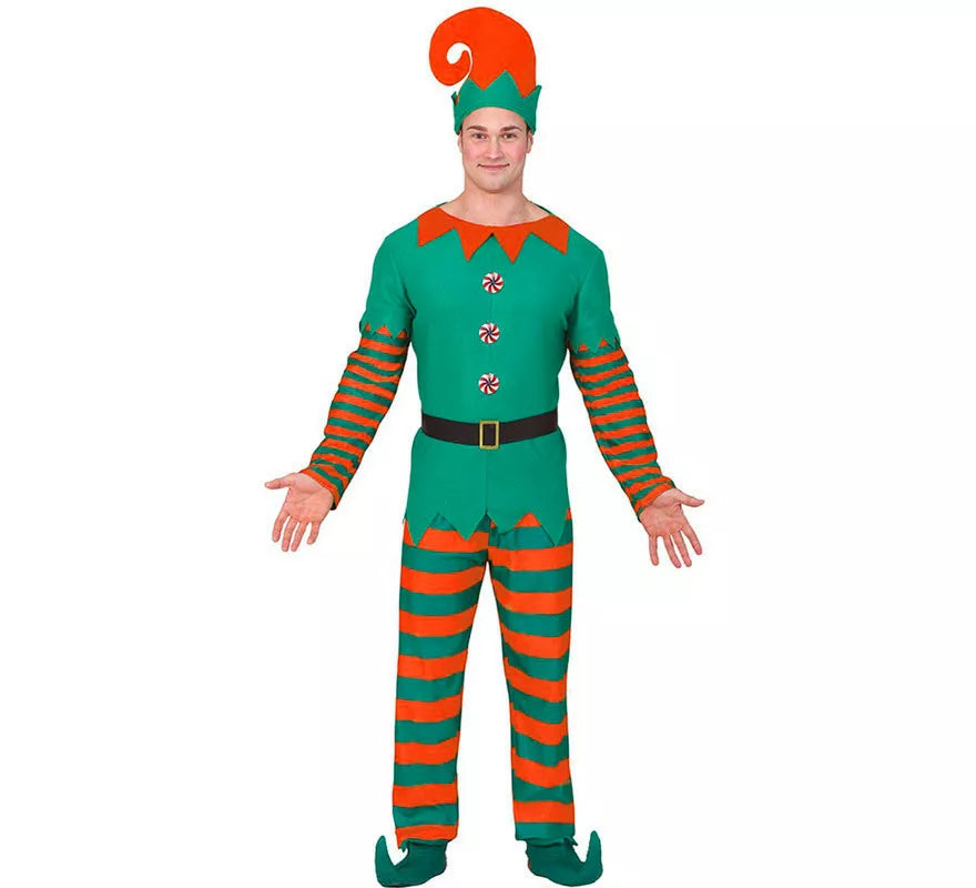 Translation missing: en.Disfraz de Elfo Naranja y Verde para Hombre