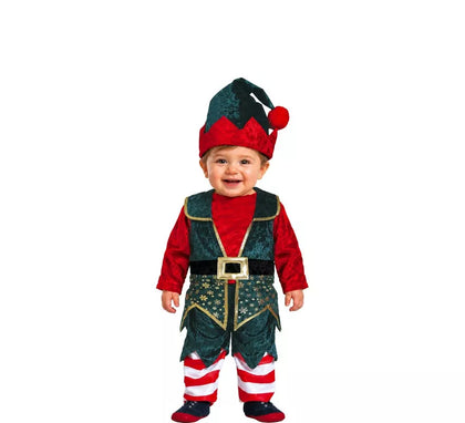 Disfraz de Elfo Navideño verde oscuro para bebé
