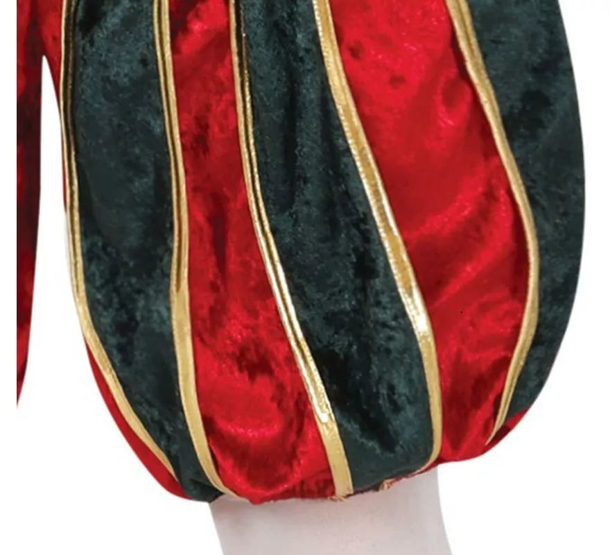 Disfraz de Elfo Paje verde y rojo con gorro para hombre