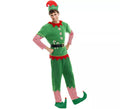 Disfraz de Elfo Polar verde y rojo con cinturón para hombre