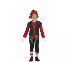 Red Elf costume with long vest for children