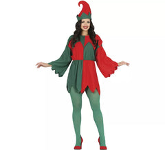 Red and Green Elf Costume with Sleeves for Women