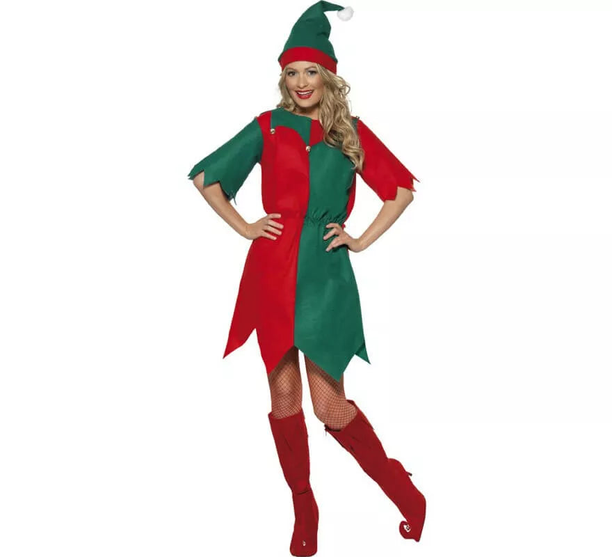 Translation missing: en.Disfraz de Elfo Verde y Rojo de Mujer para Navidad