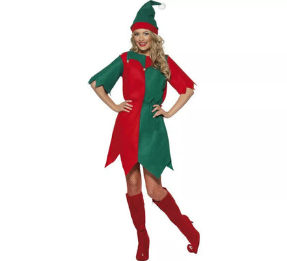 Disfraz de Elfo Verde y Rojo de Mujer para Navidad
