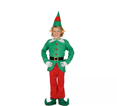 Green and red Elf costume for children