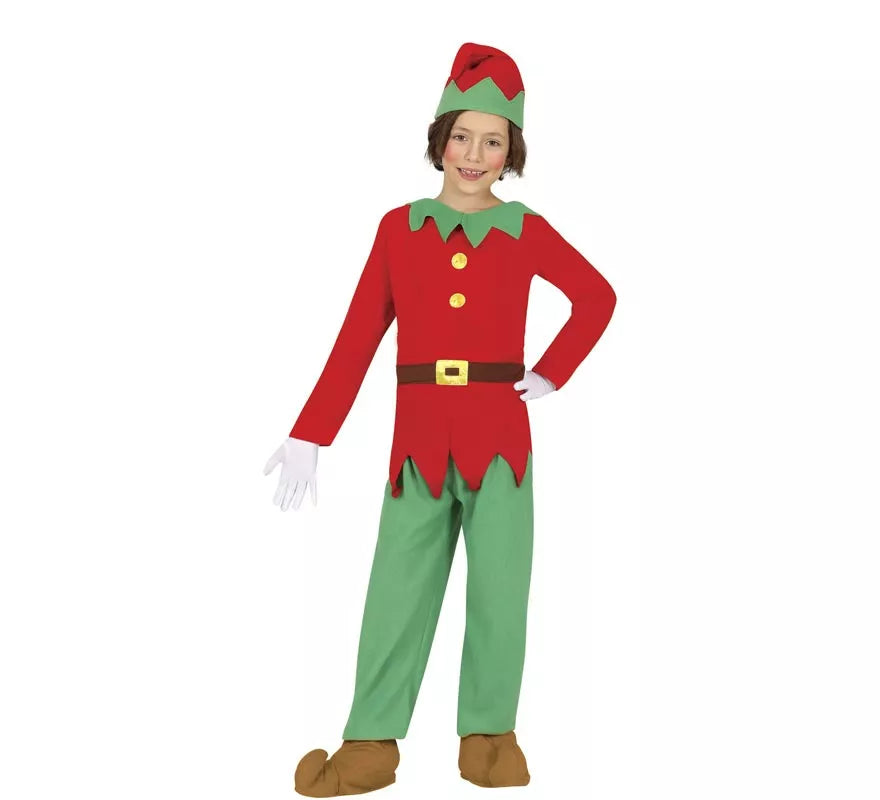 Disfraz de Elfo verde y rojo para niños