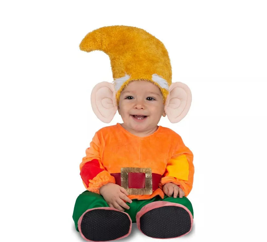 Disfraz de Enanito naranja con gorro para bebé y niño