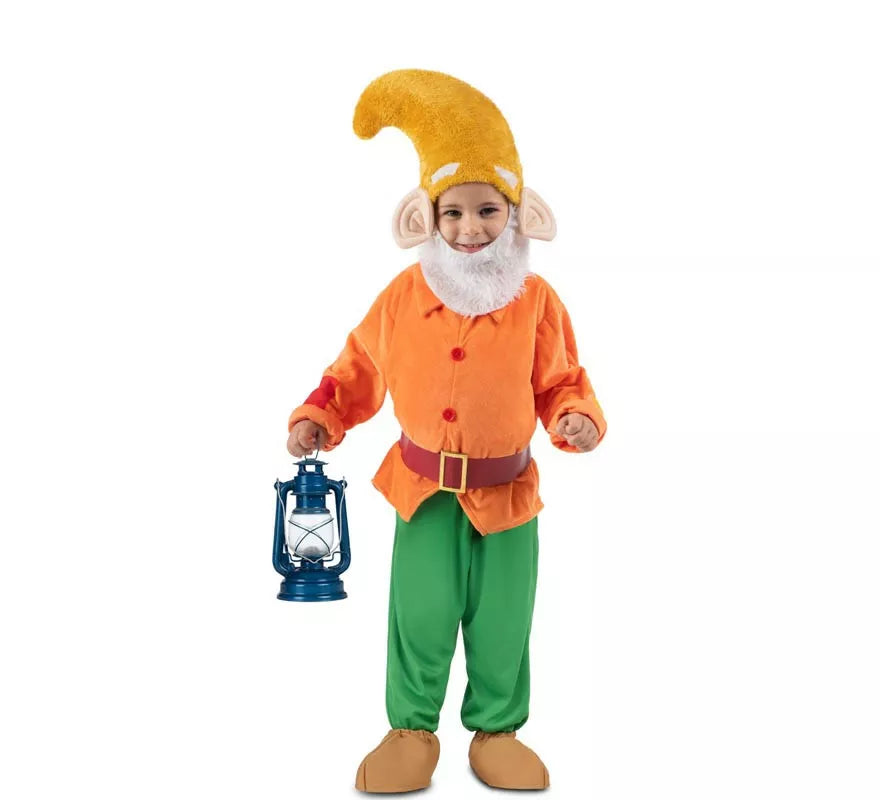 Disfraz de Enanito naranja con gorro para niño