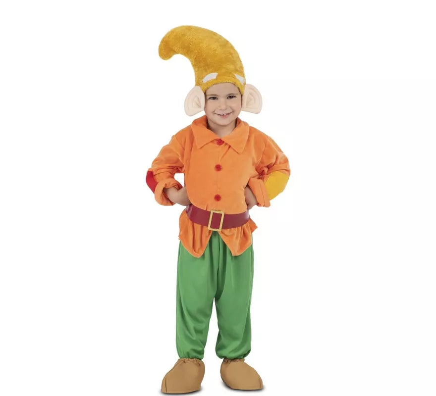 Disfraz de Enanito naranja con gorro para niño