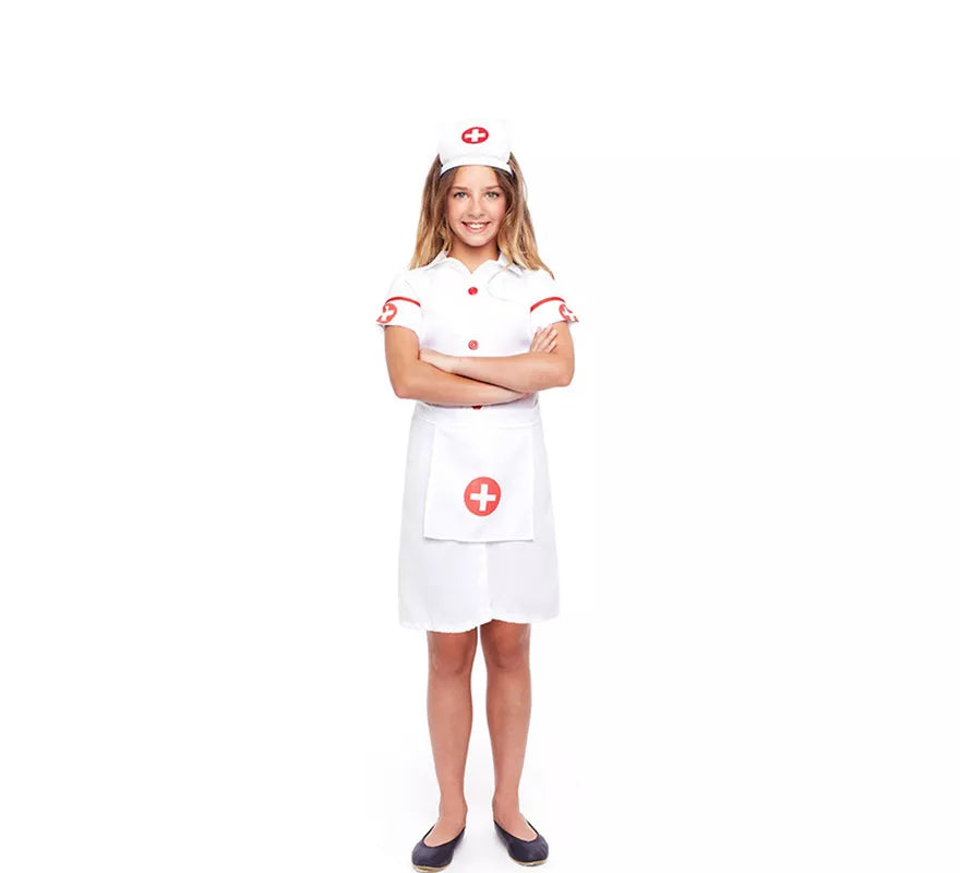 Disfraz de Enfermera en Vestido Blanco para niña