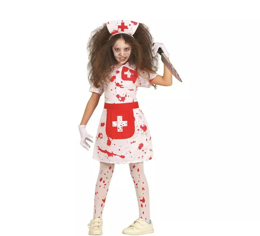 Disfraz de Enfermera Zombie blanco para niña