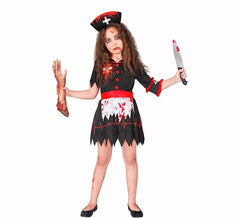 Black Zombie Nurse Costume for Girls