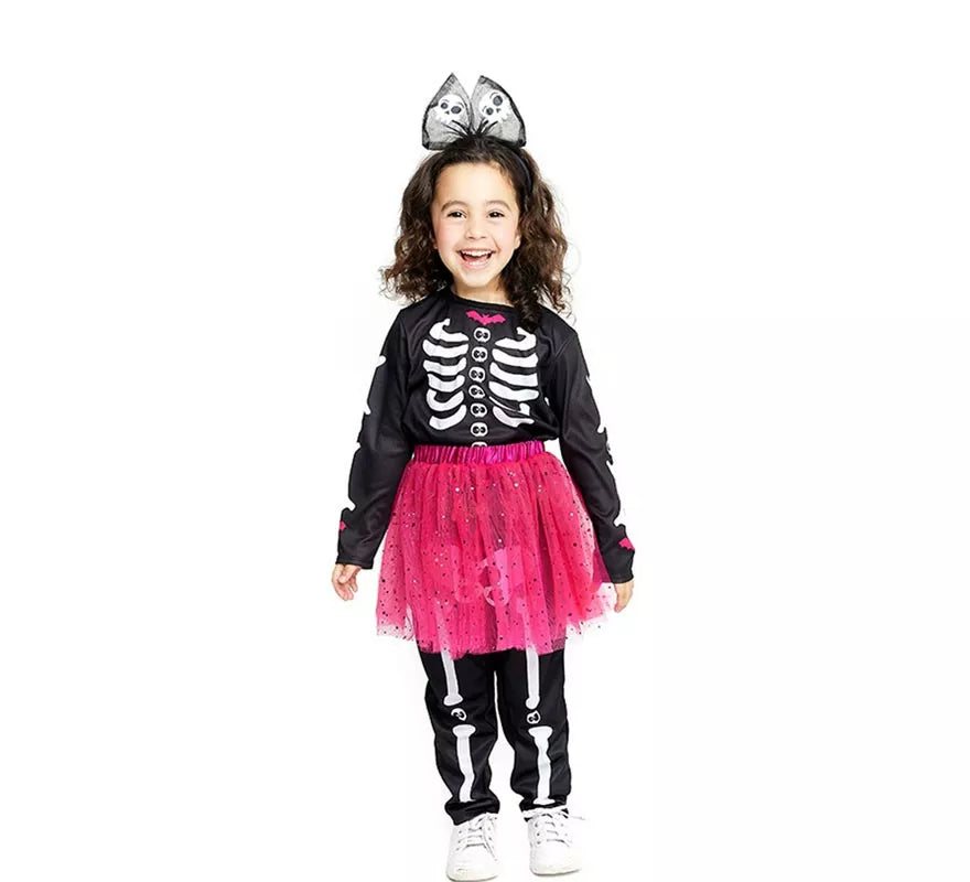 Disfraz de Esqueleto adorable con tutú fucsia para bebé y niña