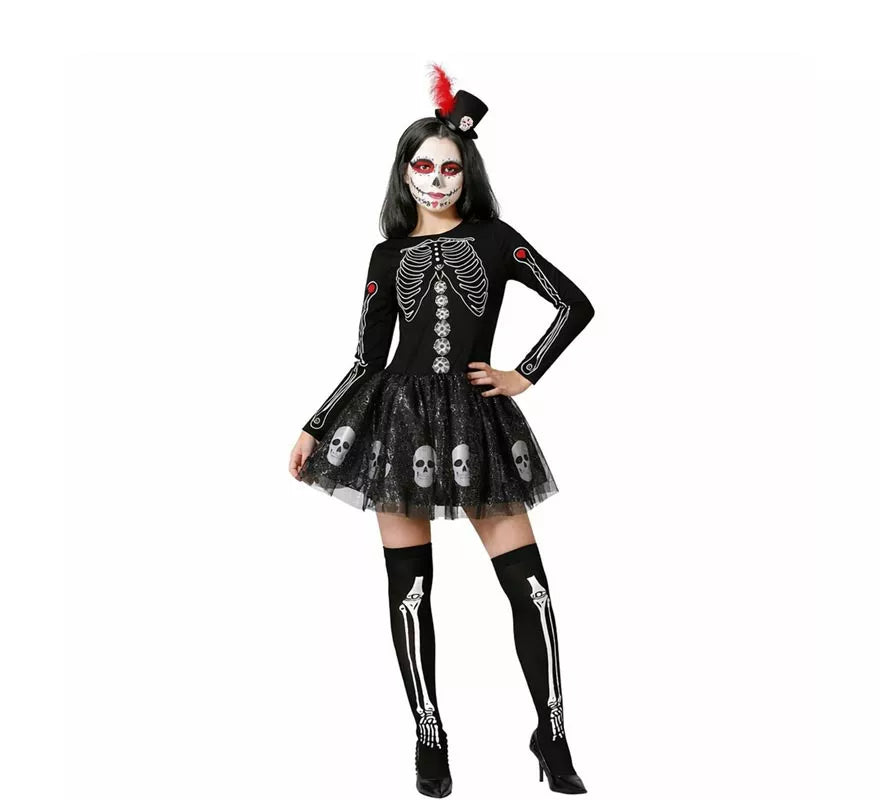 Translation missing: en.Disfraz de Esqueleto Brillo Calaveras para mujer