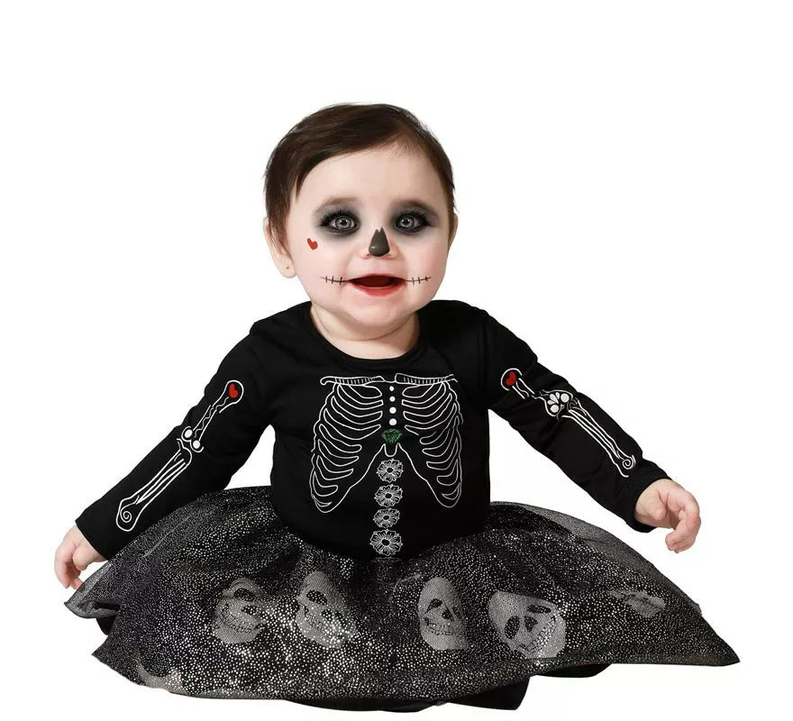 Disfraz de Esqueleto Brillo Calaveras para niña y bebé