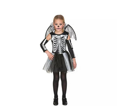 Skeleton costume with wings for girl