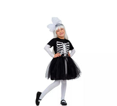 Skeleton Costume with Black Tutu for Girl