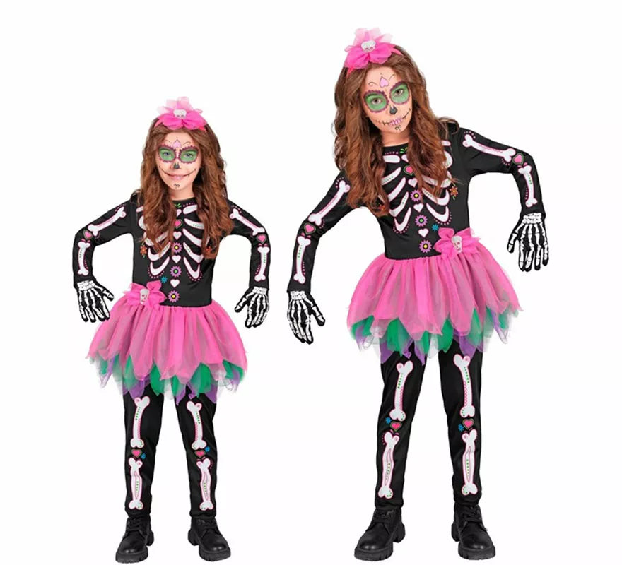 Translation missing: en.Disfraz de Esqueleto con Tutú rosa para niña