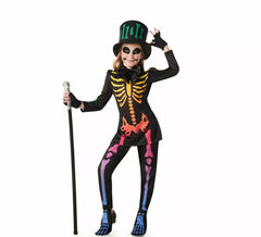 Multicolor Elegant Skeleton Costume for Girl