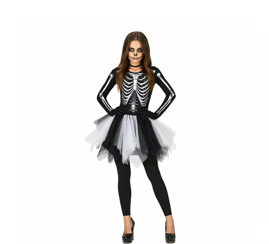Disfraz de Esqueleto Encantador con falda tul para mujer