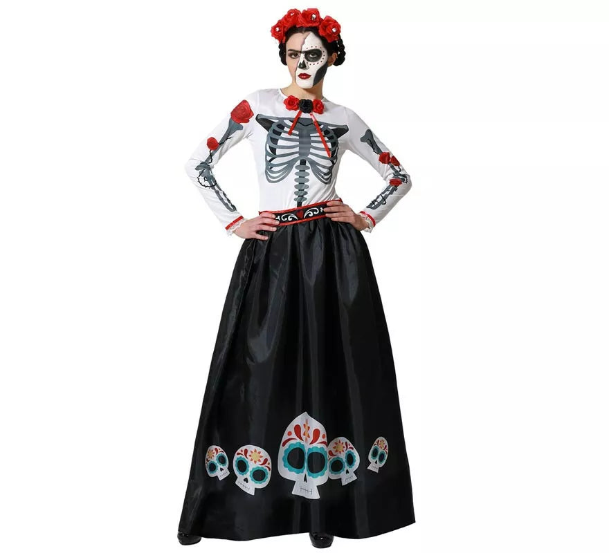 Disfraz de Esqueleto Mejicano Catrina Rosas para mujer