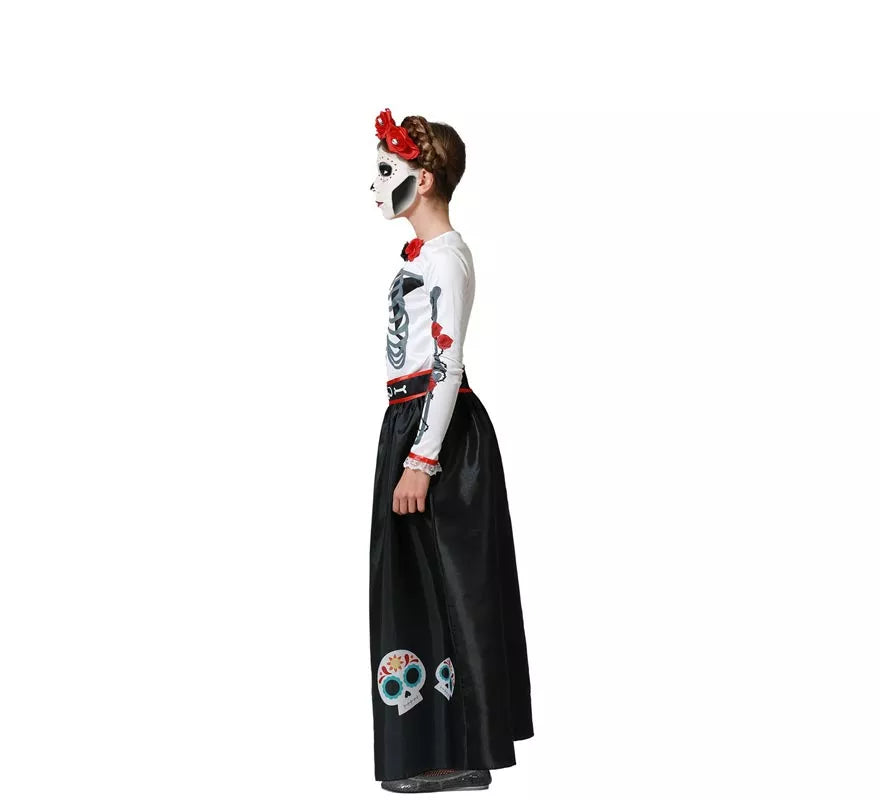 Translation missing: en.Disfraz de Esqueleto Mejicano Catrina Rosas para niña