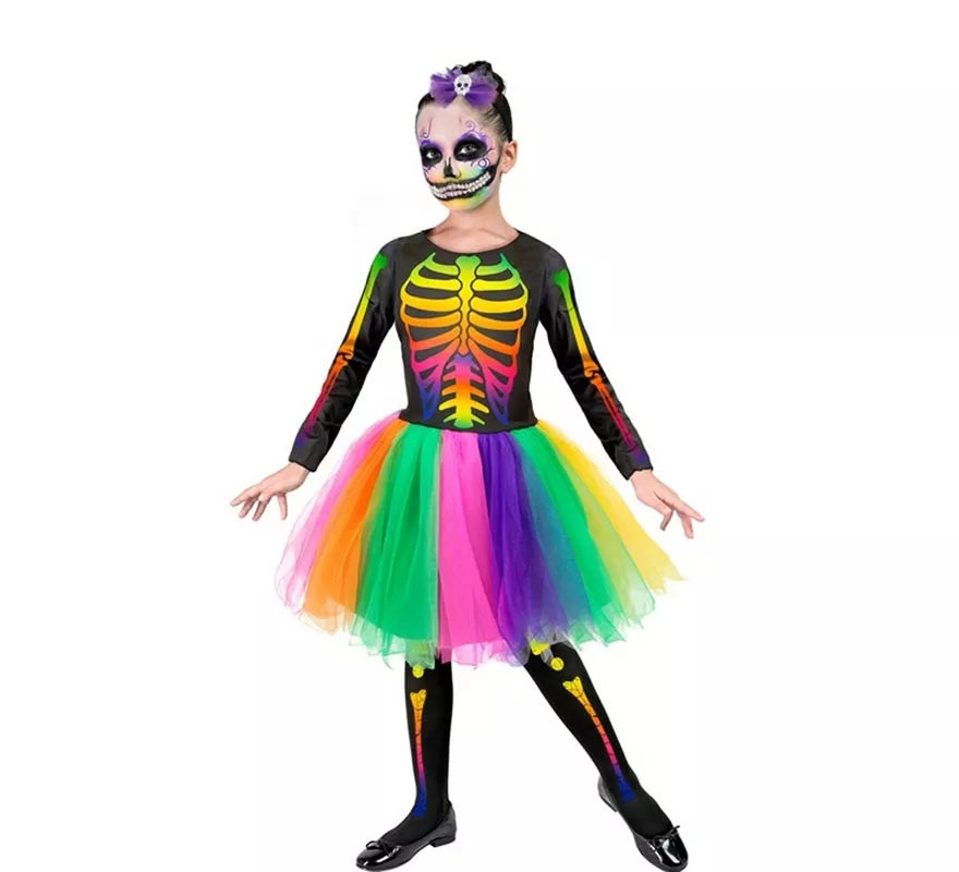 Disfraz de Esqueleto Tutú multicolor para niña