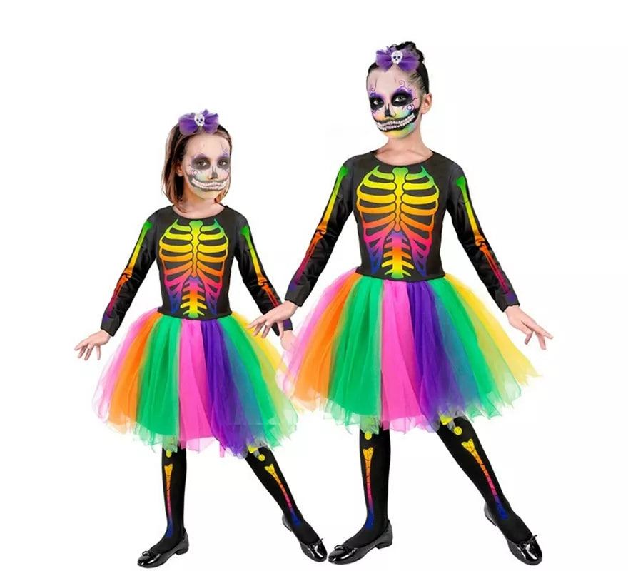 Disfraz de Esqueleto Tutú multicolor para niña