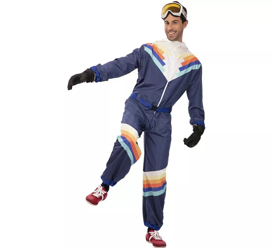 Disfraz de Esquiador azul con cinturón para hombre