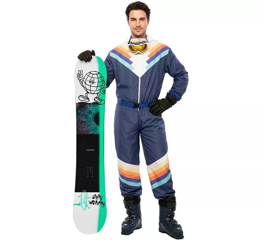 Disfraz de Esquiador azul con cinturón para hombre