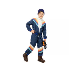 Blue skier costume with belt for boys