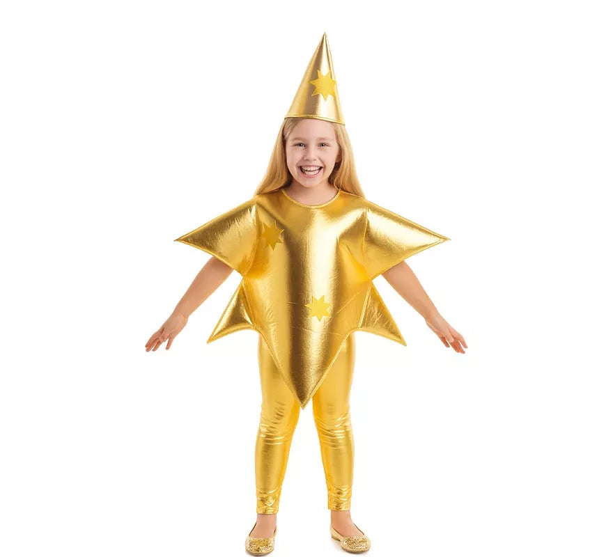 Translation missing: en.Disfraz de Estrella de Navidad color Oro para niños