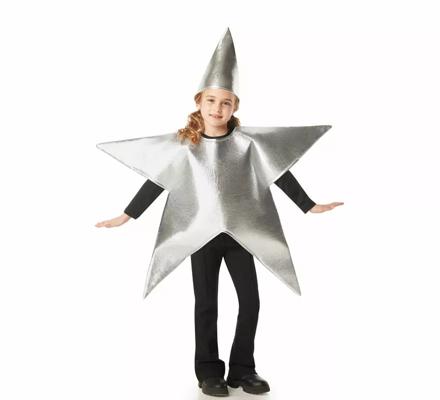 Translation missing: en.Disfraz de Estrella de Navidad plateada para niños