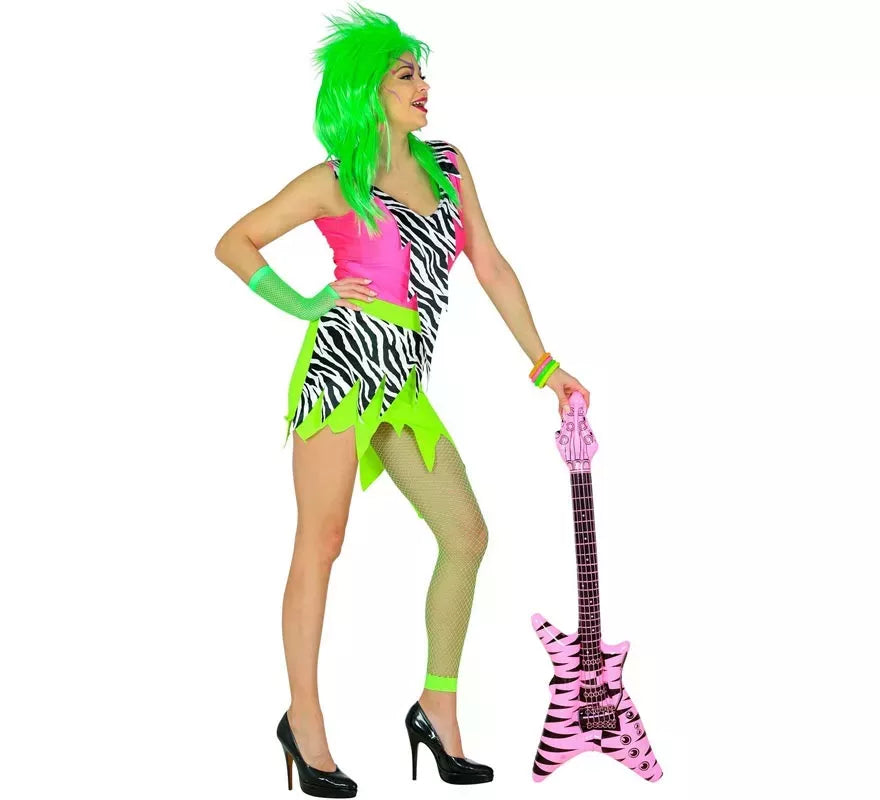 Disfraz de Estrella de Rock Años 80 Animal Print para mujer