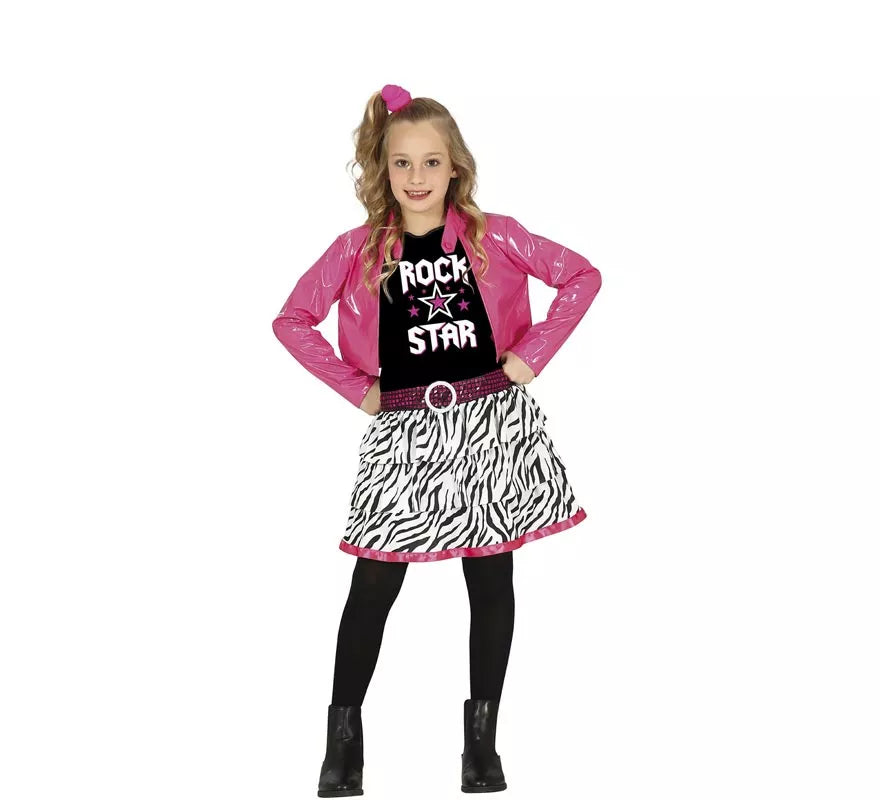 Disfraz de Estrella de Rock Rosa para niña