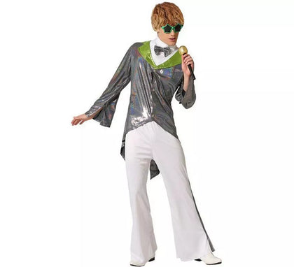 Disfraz de Estrella Rock Plateado para hombre