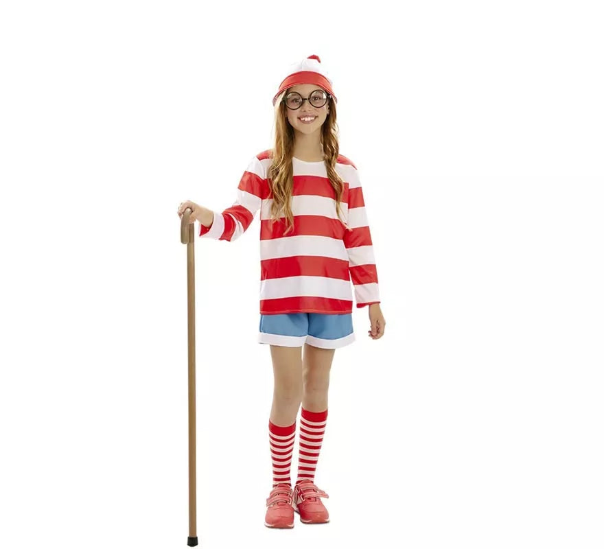 Disfraz de Excursionista a Rayas para niña