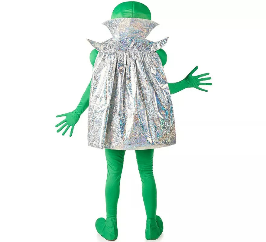 Disfraz de Extraterrestre verde con capa dorada para hombre