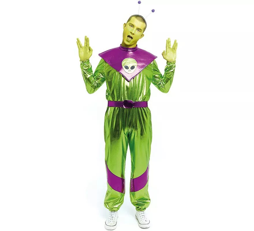 Disfraz de Extraterrestre verde y morado para hombre