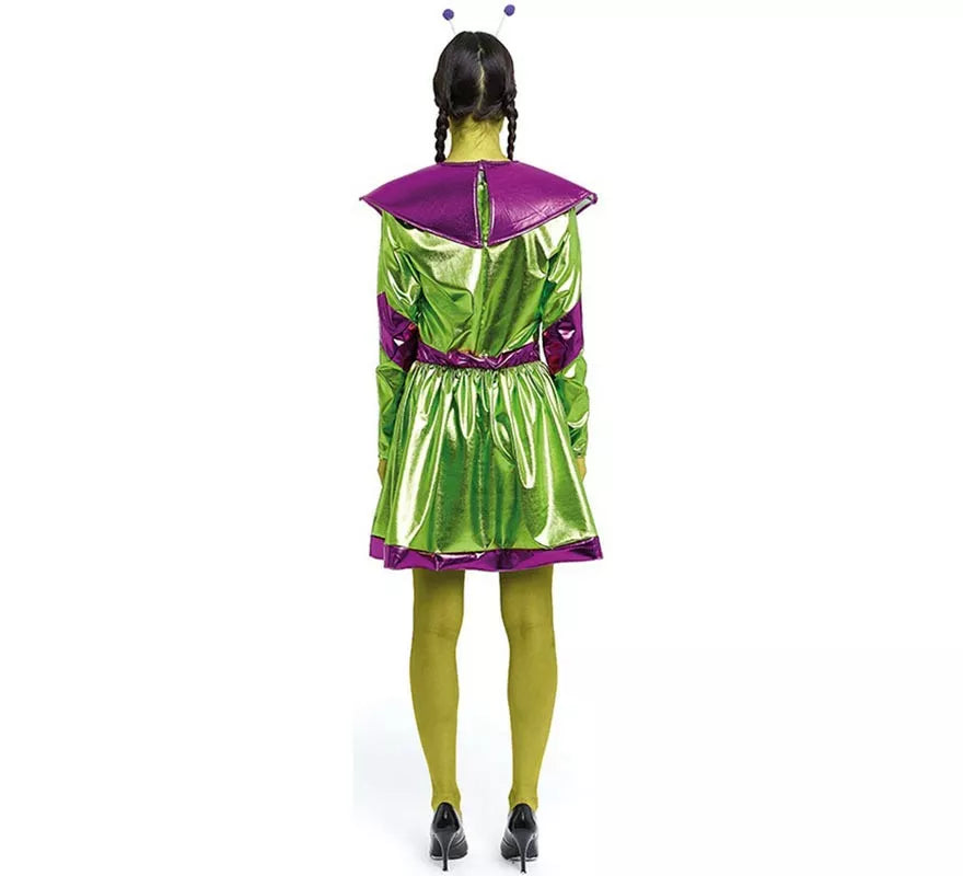 Disfraz de Extraterrestre verde y morado para mujer