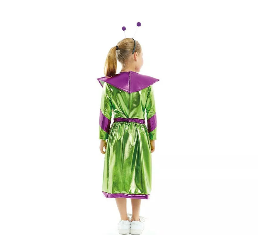 Disfraz de Extraterrestre verde y morado para niña
